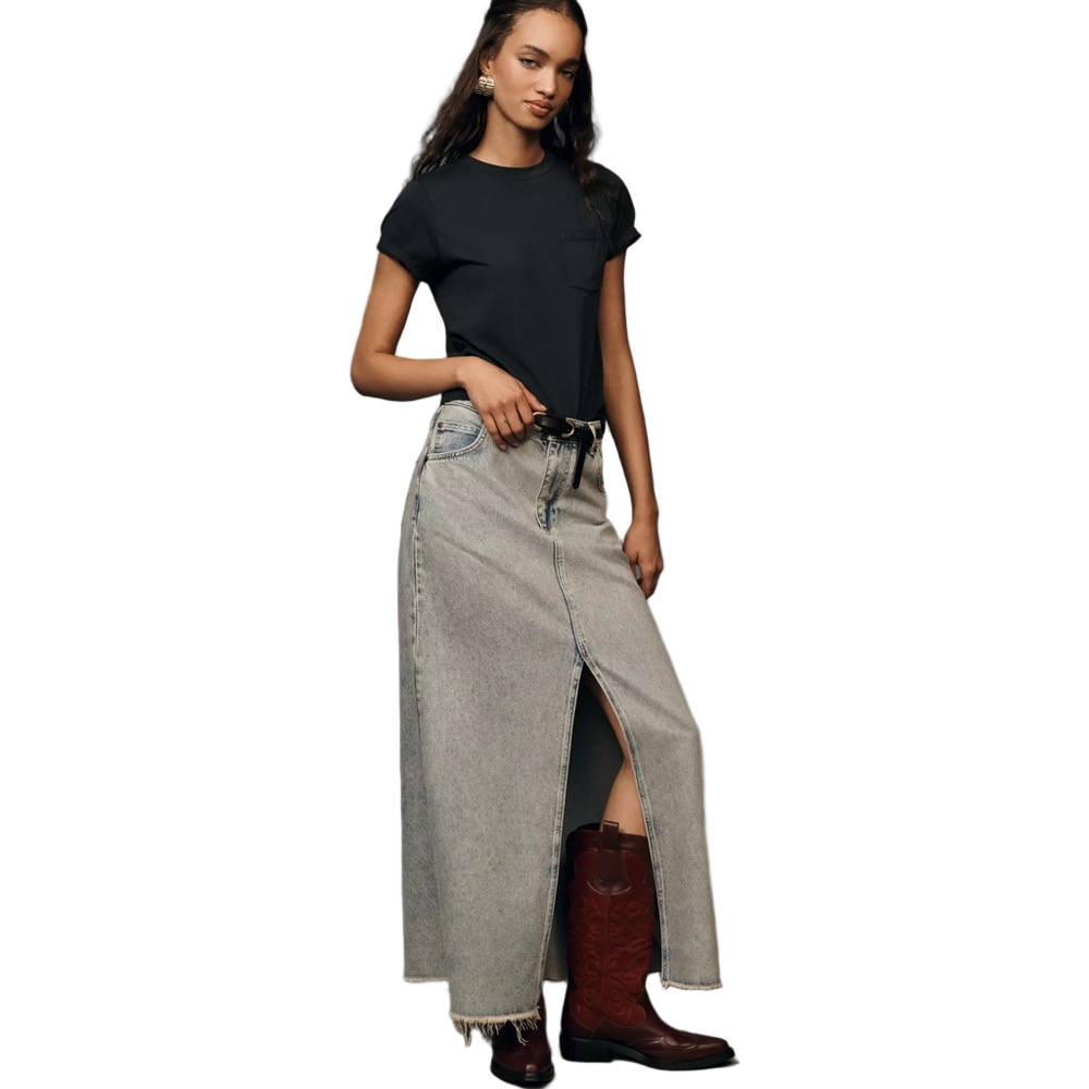🛼PILCRO Anthropologie Madi Front -slit denim skirt  size 8 GUC..